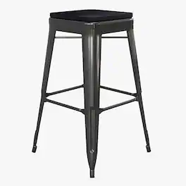 Alamont Home - Cierra Industrial Resin Backless Bar Stool (Set of 4) - Black/Black