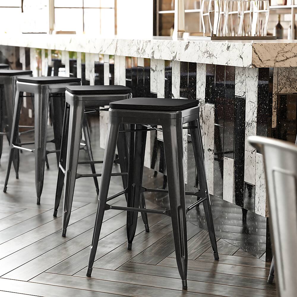 Alt View 11. Alamont Home - Cierra Industrial Resin Backless Bar Stool (Set of 4) - Black/Black.