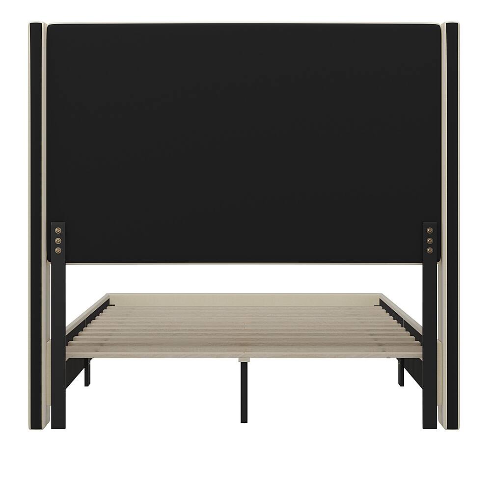 Alt View 16. Alamont Home - Quinn Full Size Upholstered Platform Bed with Channel Stitched Headboard - Beige.