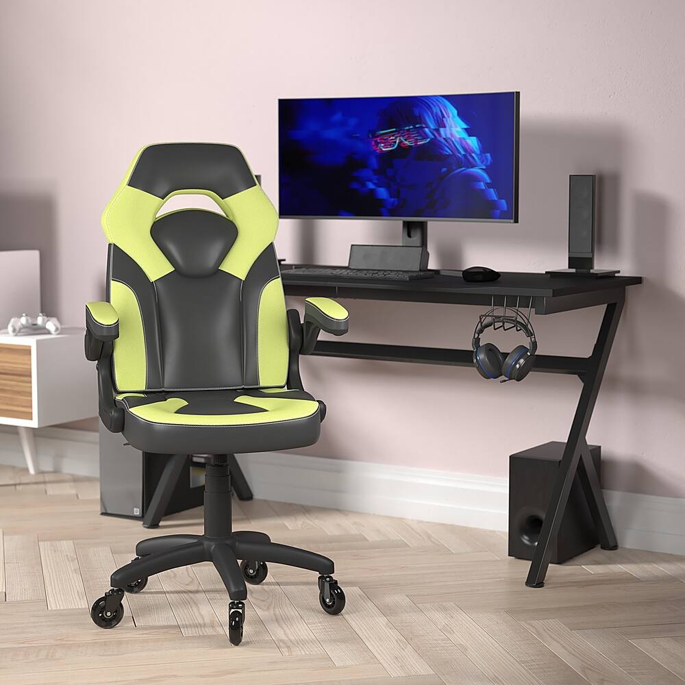 Alt View 11. Alamont Home - X10 Office Gaming Chair with Skater Wheels & Flip Up Arms - Green LeatherSoft - Neon Green.