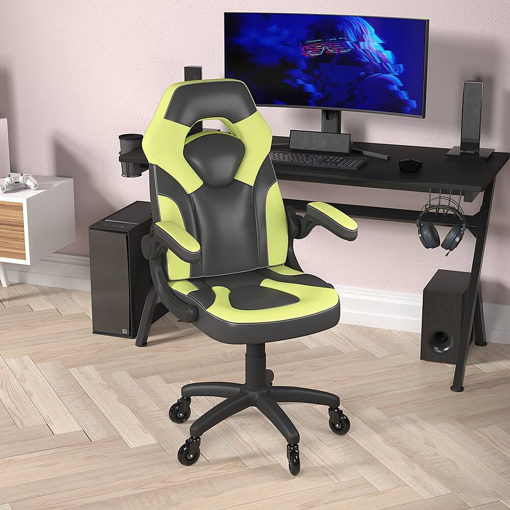 Alt View 13. Alamont Home - X10 Office Gaming Chair with Skater Wheels & Flip Up Arms - Green LeatherSoft - Neon Green.