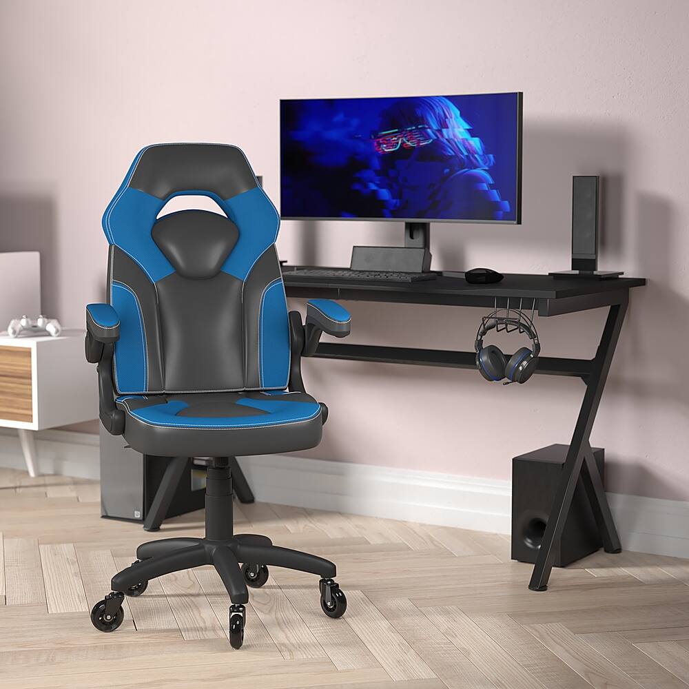 Alt View 11. Alamont Home - X10 Office Gaming Chair with Skater Wheels & Flip Up Arms - Blue LeatherSoft - Blue.