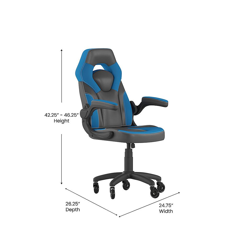 Alt View 12. Alamont Home - X10 Office Gaming Chair with Skater Wheels & Flip Up Arms - Blue LeatherSoft - Blue.