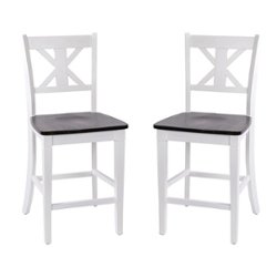 Flash Furniture - Gwendolyn Rustic Wood Counter Height Stool (Set of 2) - White Wash - Front_Zoom