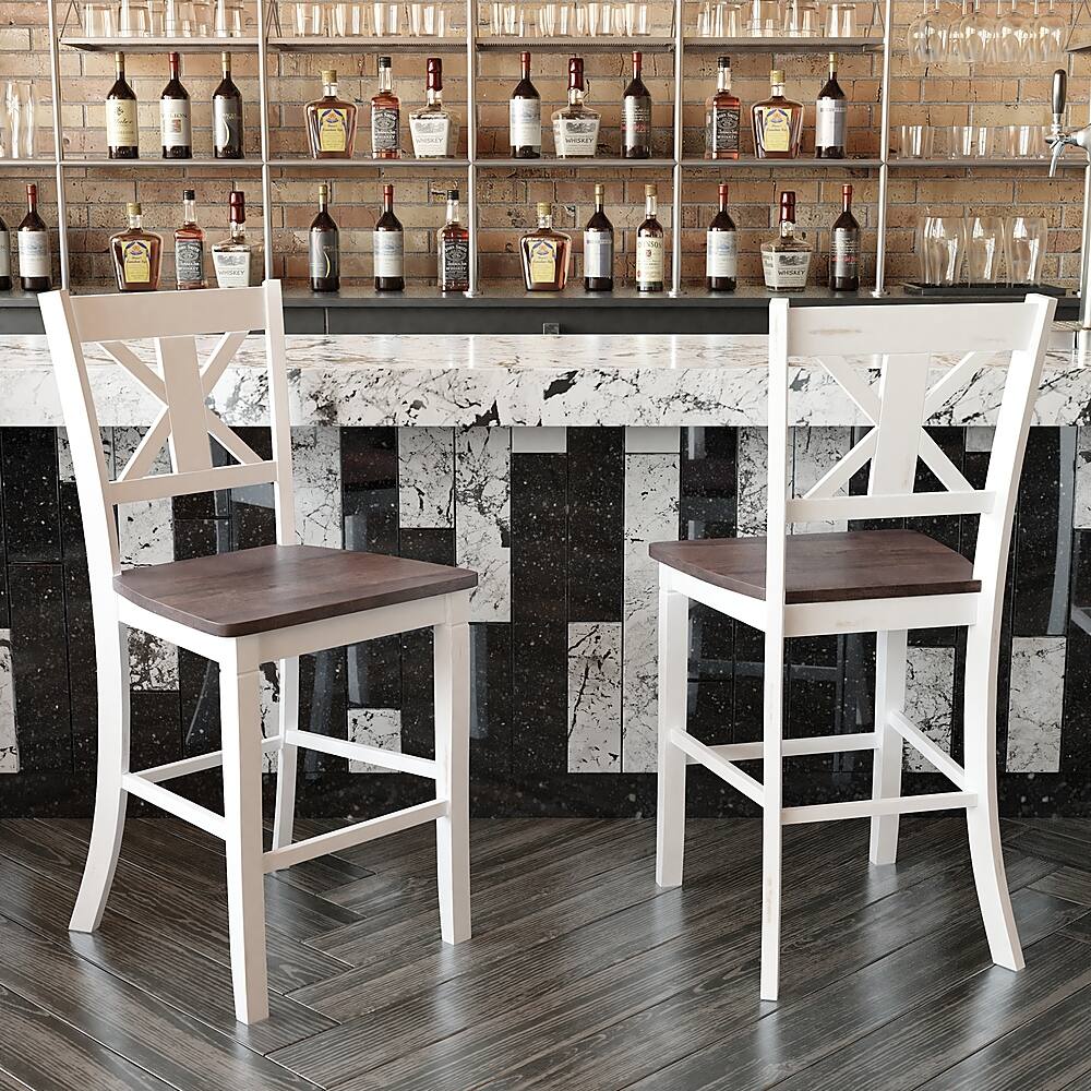 Alt View 12. Alamont Home - Gwendolyn Rustic Wood Counter Height Stool (Set of 2) - White Wash.