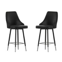 Flash Furniture - Shelly Modern Leather/Faux Leather Counter Height Stool (Set of 2) - Black - Front_Zoom