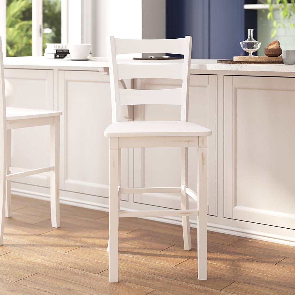 Alt View 12. Alamont Home - Liesel Rustic Wood Bar Height Stool (Set of 2) - White Wash.