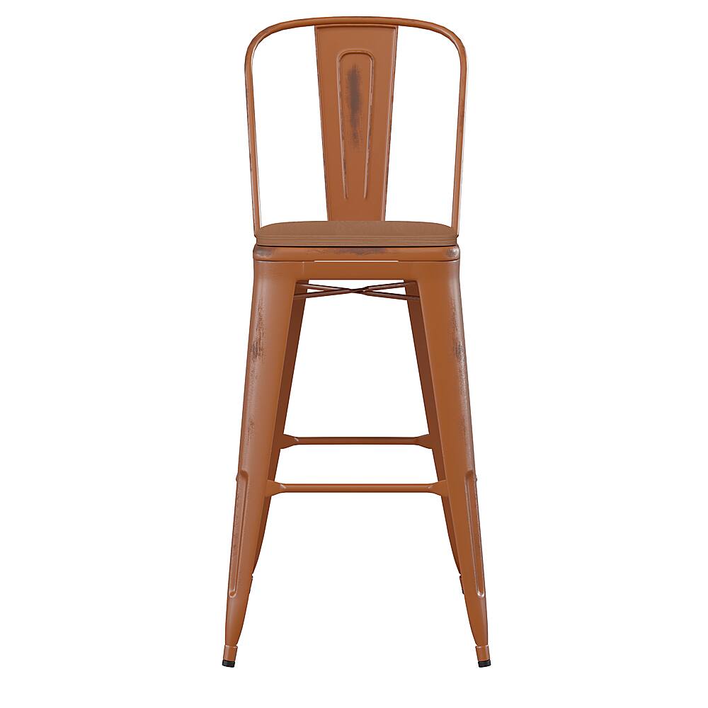 Alt View 11. Alamont Home - Carly All-Weather Bar Height Stool with Poly Resin Seat - Orange/Teak - Orange/Teak.