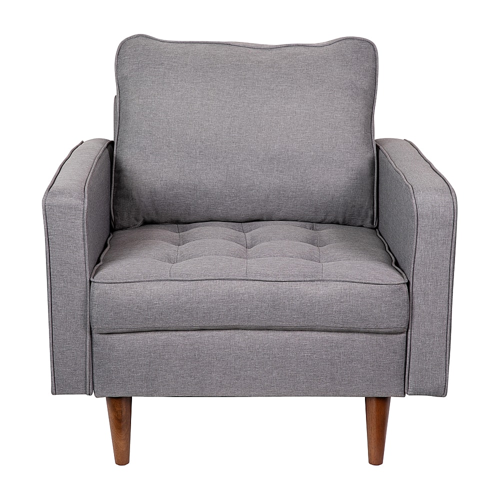 Alt View 11. Alamont Home - Compact Upholstered Tufted Chair with Wooden Legs - Slate Gray.