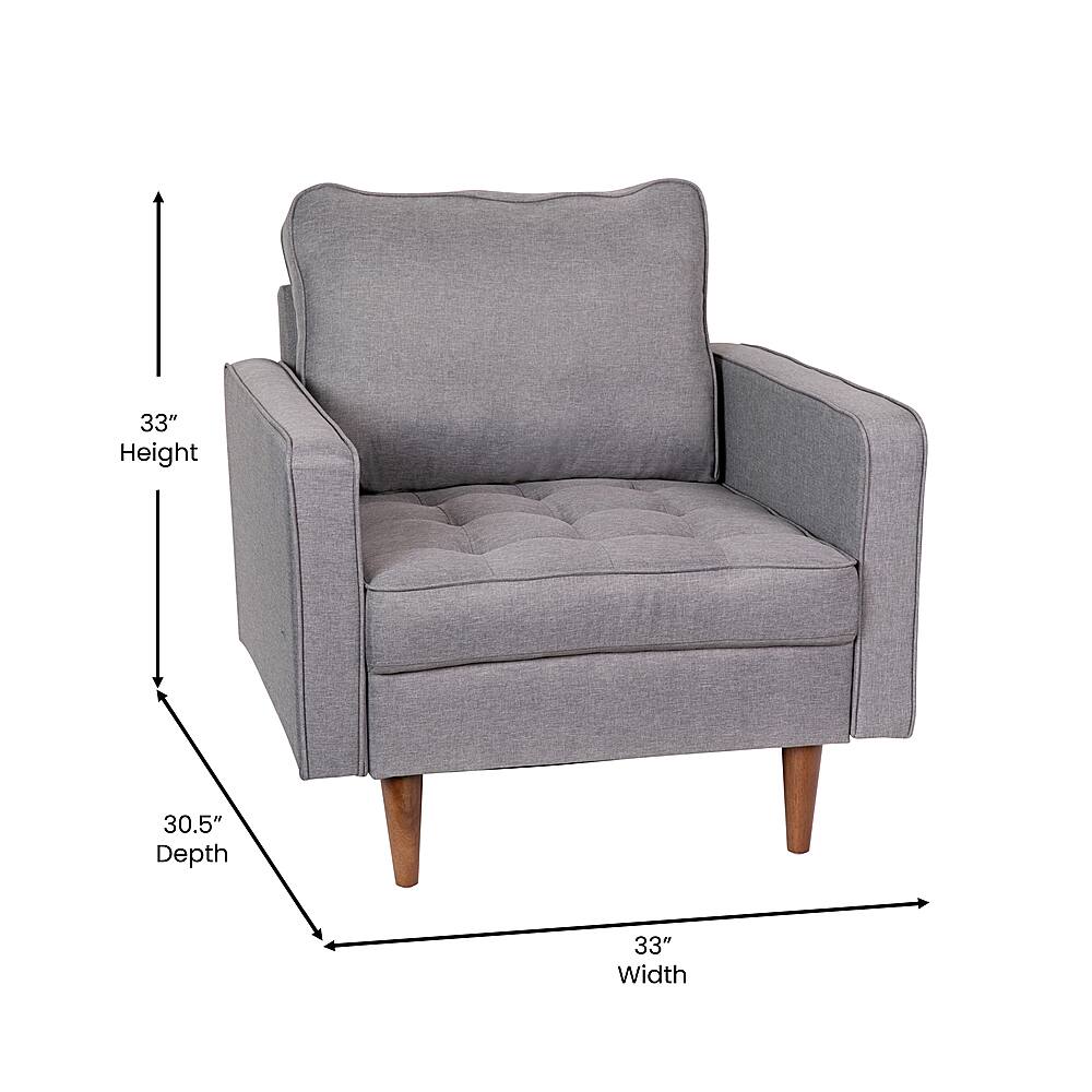 Alt View 13. Alamont Home - Compact Upholstered Tufted Chair with Wooden Legs - Slate Gray.