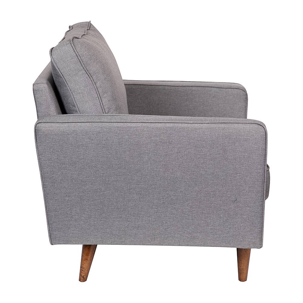 Alt View 18. Alamont Home - Compact Upholstered Tufted Chair with Wooden Legs - Slate Gray.