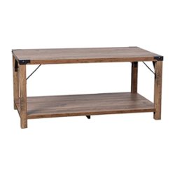 Flash Furniture - 2-Tier Coffee Table with Metal Side Braces and Corner Caps - Rustic Oak - Front_Zoom