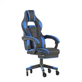 Alamont Home - X40 Office Gaming Chair with Skater Wheels & Reclining Arms - Blue LeatherSoft - Black/Blue