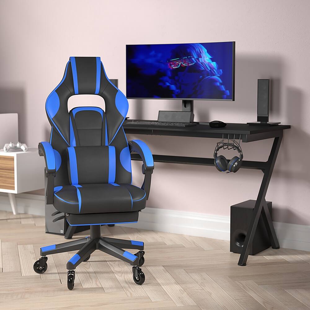 Alt View 11. Alamont Home - X40 Office Gaming Chair with Skater Wheels & Reclining Arms - Blue LeatherSoft - Black/Blue.