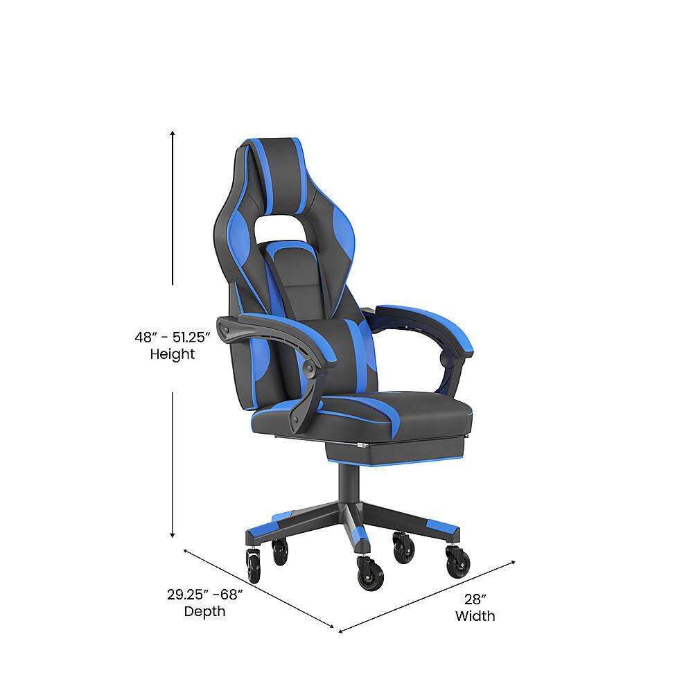 Alt View 12. Alamont Home - X40 Office Gaming Chair with Skater Wheels & Reclining Arms - Blue LeatherSoft - Black/Blue.
