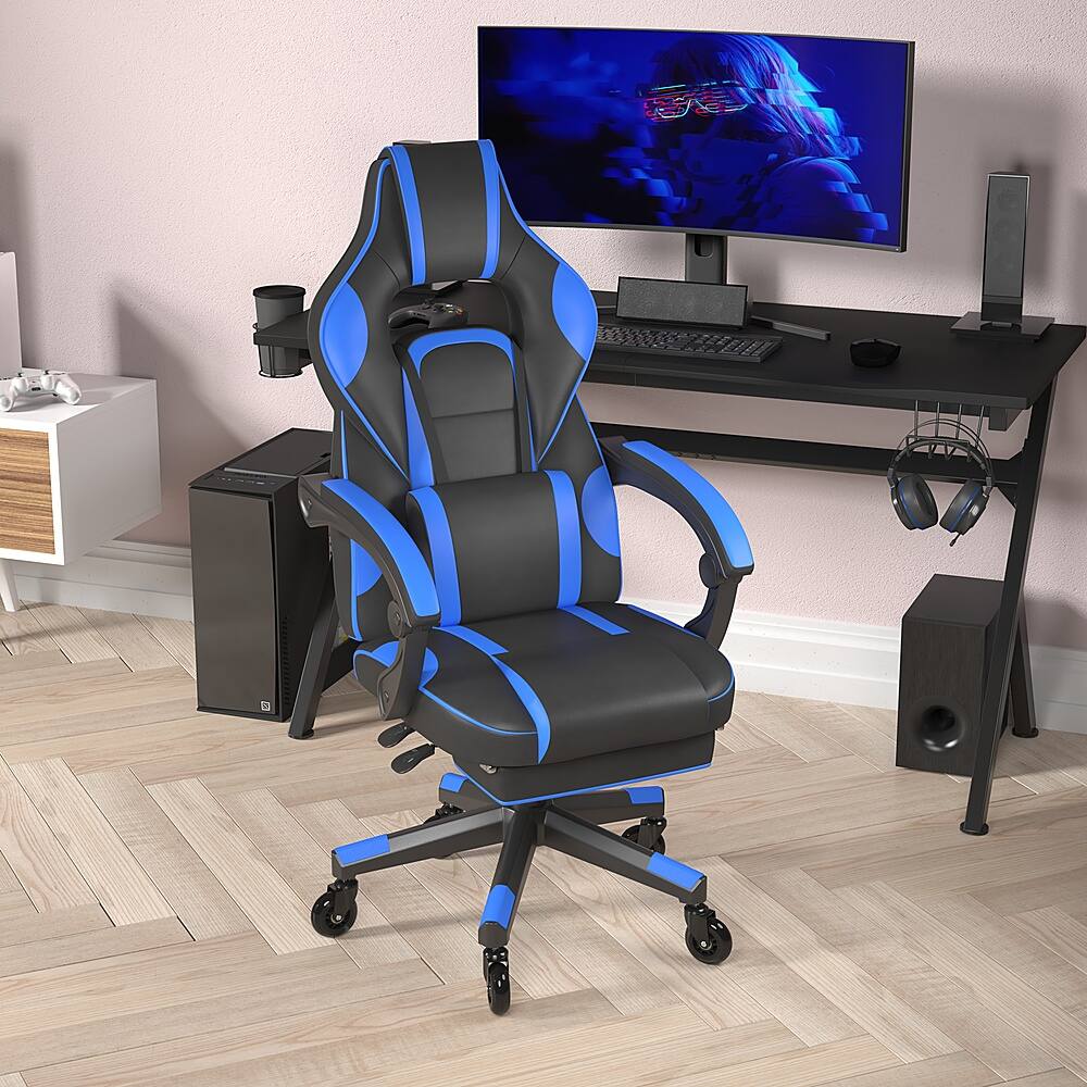 Alt View 13. Alamont Home - X40 Office Gaming Chair with Skater Wheels & Reclining Arms - Blue LeatherSoft - Black/Blue.