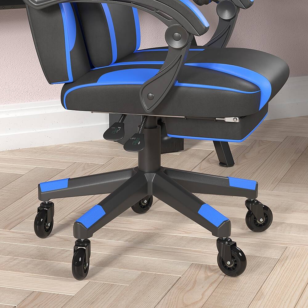 Alt View 14. Alamont Home - X40 Office Gaming Chair with Skater Wheels & Reclining Arms - Blue LeatherSoft - Black/Blue.