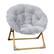 Front. Alamont Home - Kids Folding Faux Fur Saucer Chair for Playroom or Bedroom - Gray/Soft Gold.