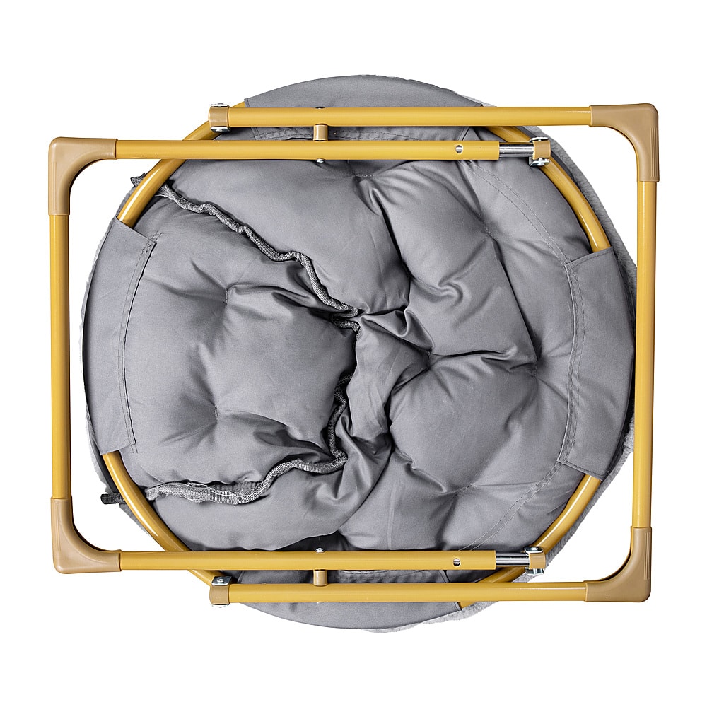 Alt View 17. Alamont Home - Kids Folding Faux Fur Saucer Chair for Playroom or Bedroom - Gray/Soft Gold.