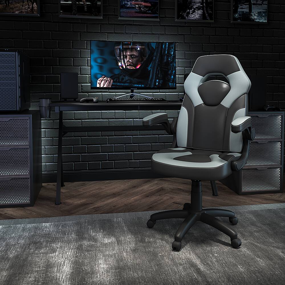 Alt View 12. Alamont Home - X10 High Back Gray/Black Racing Style Ergonomic Gaming Chair with Flip-Up Arms - Gray.