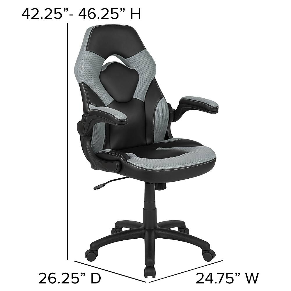 Alt View 13. Alamont Home - X10 High Back Gray/Black Racing Style Ergonomic Gaming Chair with Flip-Up Arms - Gray.