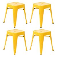 Flash Furniture - Kai Industrial Metal Dining Stool (Set of 4) - Yellow - Front_Zoom