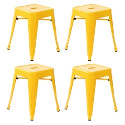 Flash Furniture - Kai Industrial Metal Dining Stool (Set of 4) - Yellow - Front_Zoom
