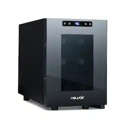 NewAir - Shadow T-Series 6-Bottle Wine Cooler with Triple-Layer Tempered Glass Door and Ultra-Quiet Thermoelectic Cooling - Black
