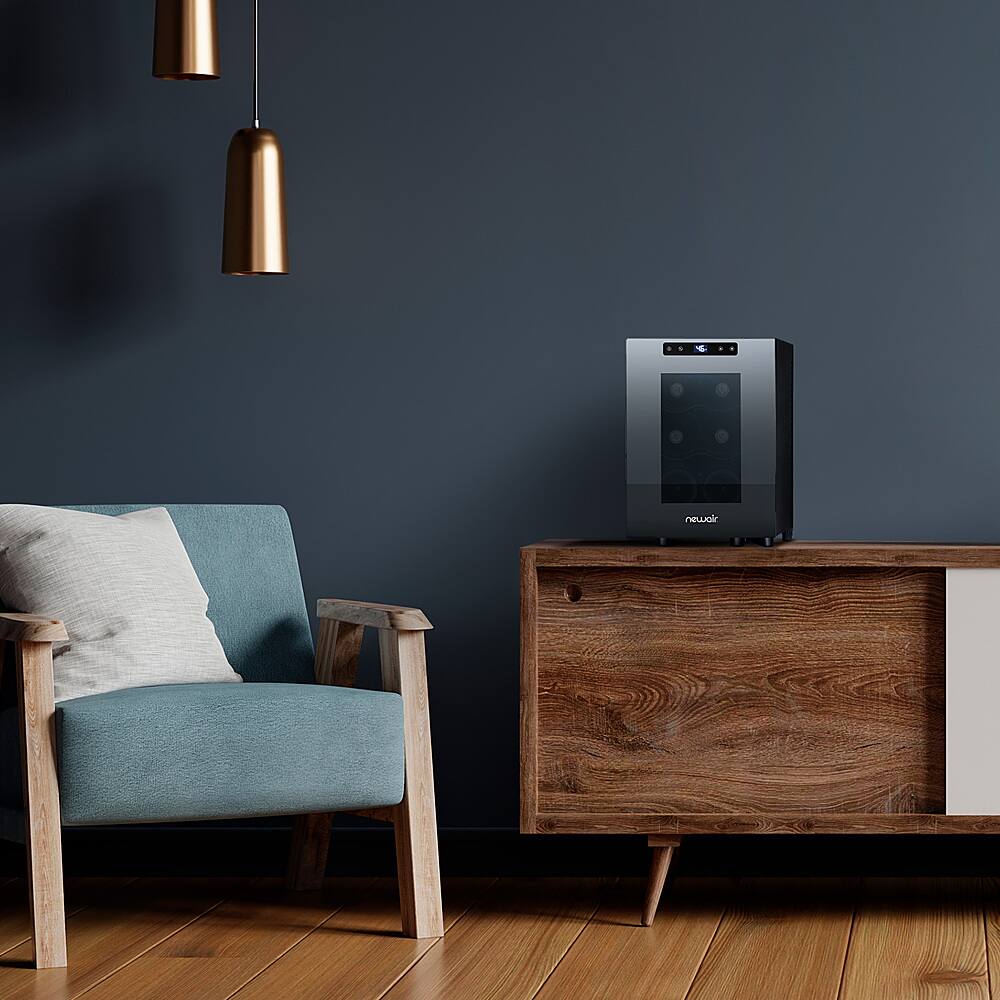 Alt View 14. NewAir - Shadow T-Series 6-Bottle Wine Cooler with Triple-Layer Tempered Glass Door and Ultra-Quiet Thermoelectic Cooling.