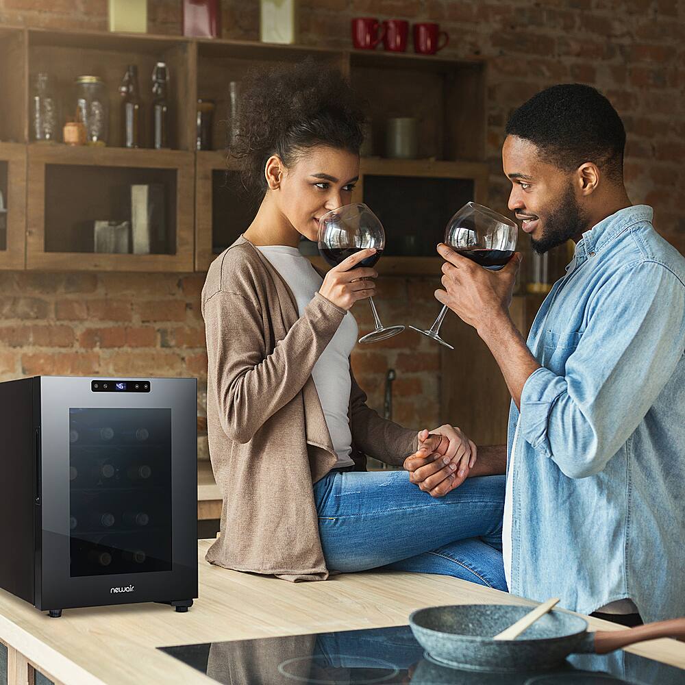 Alt View 12. NewAir - Shadow T-Series 12-Bottle Wine Cooler with Triple-Layer Tempered Glass Door and Ultra-Quiet Thermoelectic Cooling.