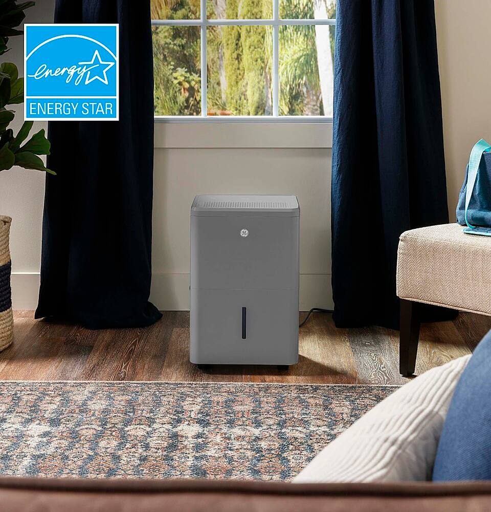Alt View 11. GE - 50 Pint Dehumidifer with Built-in Pump and Smart Dry - Grey.
