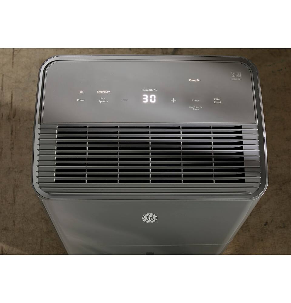 Alt View 17. GE - 50 Pint Dehumidifer with Built-in Pump and Smart Dry - Grey.