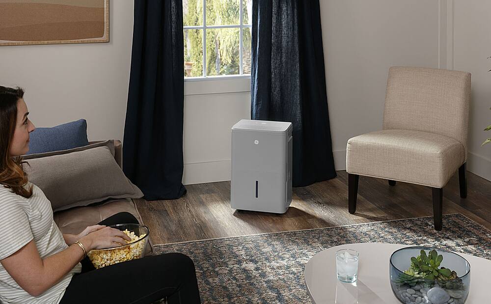 Alt View 20. GE - 50 Pint Dehumidifer with Built-in Pump and Smart Dry - Grey.
