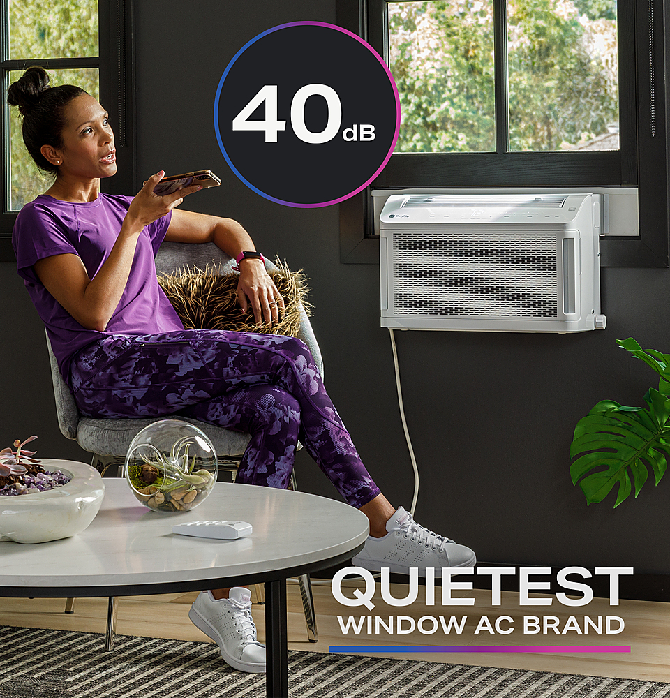 Left View: GE Profile - 550 Sq Ft 12,200 BTU Smart Ultra Quiet Air Conditioner - White