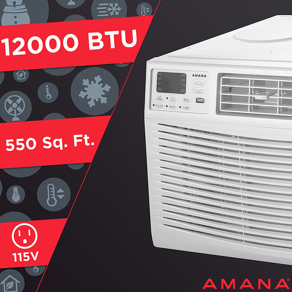 Angle View: Amana - 550 Sq. Ft. 12,000 BTU Window Air Conditioner - White