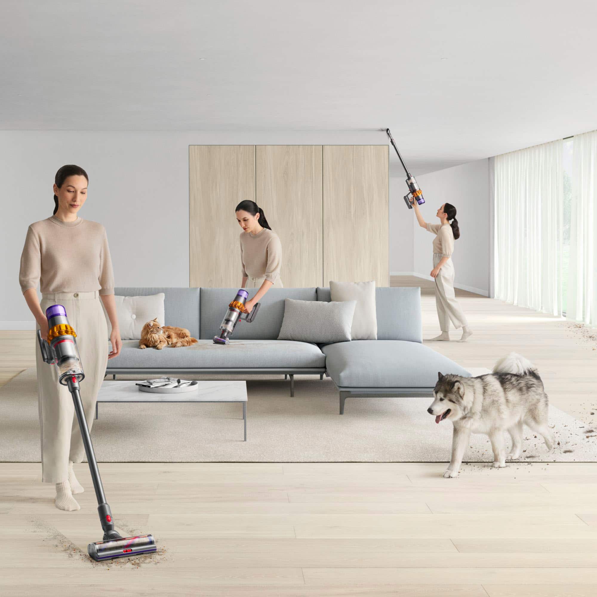 Alt View 1. Dyson - V15 Detect Extra Cordless Vacuum with 10 accessories - Yellow/Nickel.