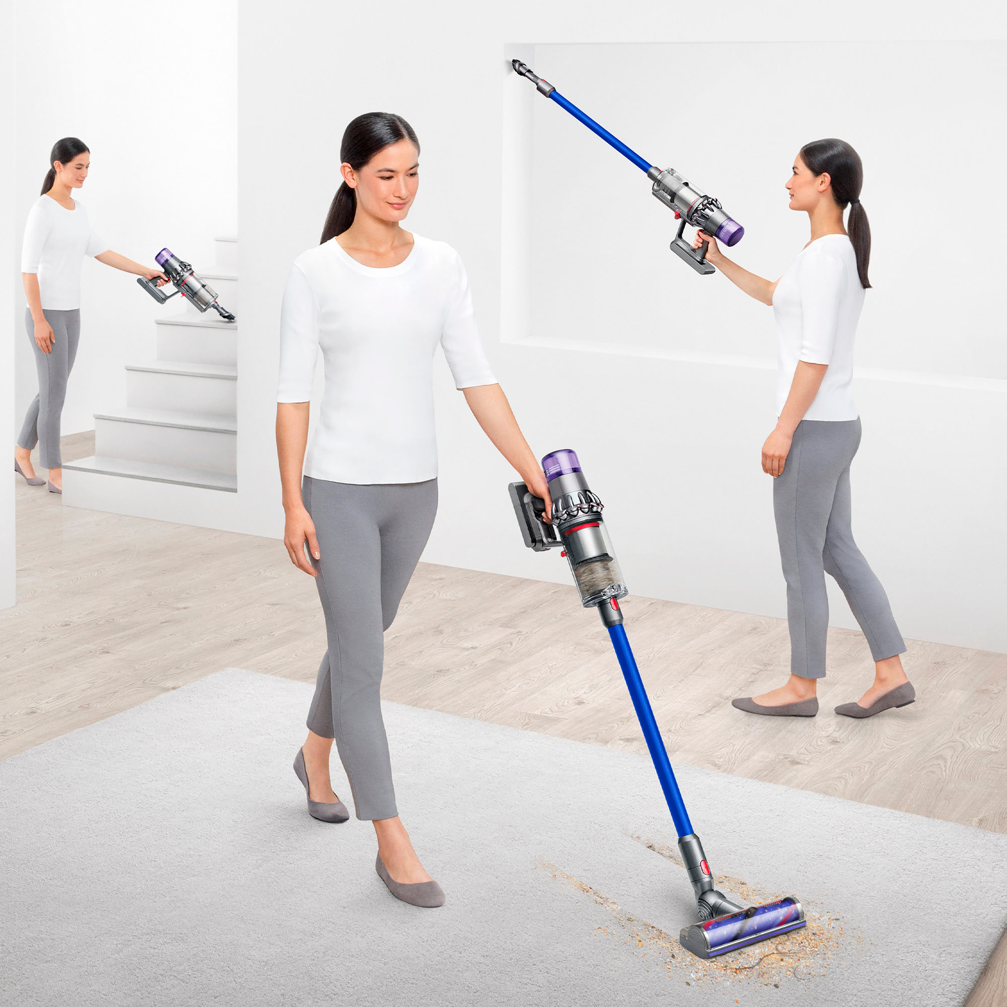 Left View: Dyson - V11 Cordless Vacuum with 6 accessories - Nickel/Blue