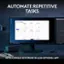 AUTOMATE REPETITIVE TASKS Smart Actions - Pull project changes - Open URLs - Morning Setup - Focus Time - Meeting Helper - Search in Slack - Check Reminders - With a single keystroke in Logi Options+ App