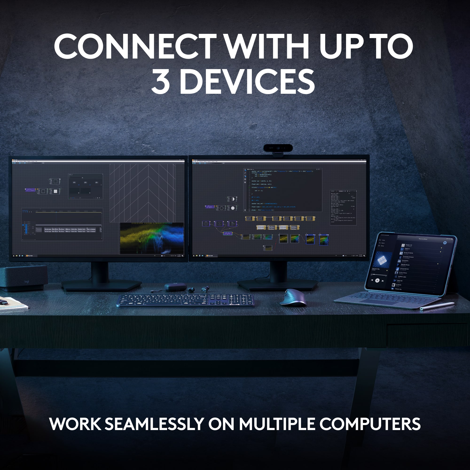 Connect with up to 3 devices - Work seamlessly on multiple computers.