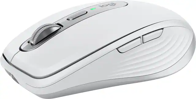 Front. Logitech - MX Anywhere 3S Wireless Bluetooth Optical Fast Scrolling Mouse with Programmable Buttons - Pale Gray.