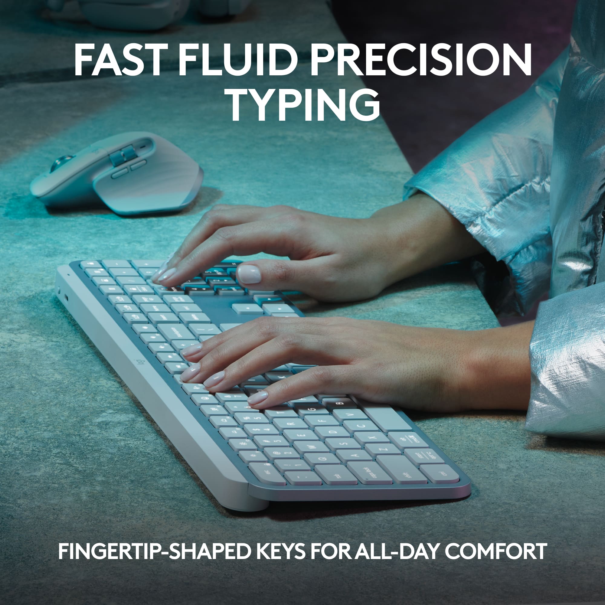 Fast Fluid Precision Typing - Finger-Tip Shaped Keys for All-Day Comfort