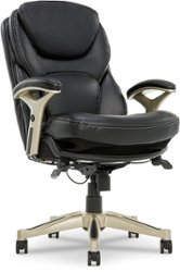 Serta - Upholstered Back in Motion Health & Wellness Office Chair with Adjustable Arms - Bonded Leather - Black - Front_Zoom