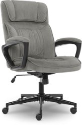 Serta - Hannah Upholstered Executive Office Chair with Headrest Pillow - Soft Plush - Gray - Front_Zoom