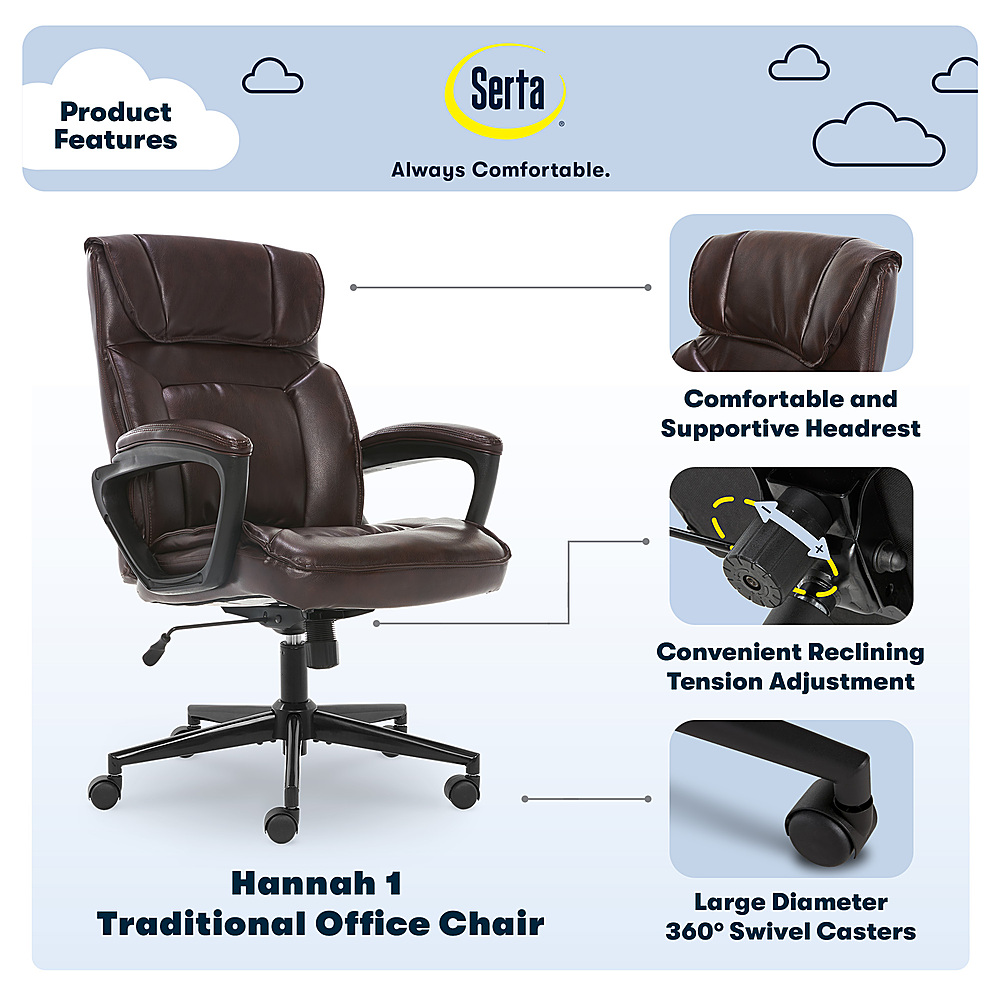 Best Buy: Serta Hannah Upholstered Executive Office Chair with Headrest  Pillow Soft Plush Beige 43670