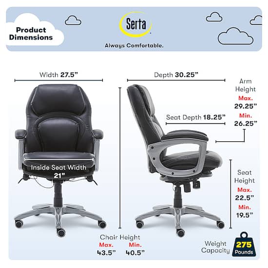 Serta Back in Motion Health Wellness Executive Chair Black