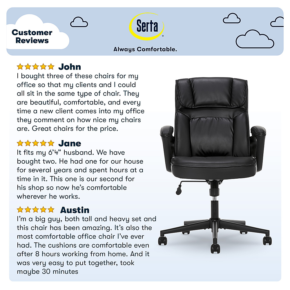 Serta Hannah Upholstered Executive Office Chair with Headrest Pillow  Charcoal Gray 43670D - Best Buy