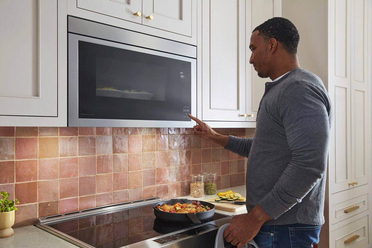 Alt View 15. KitchenAid - 1.1 Cu. Ft. Over-the-Range Microwave with Flush Built-in Design - Stainless Steel.