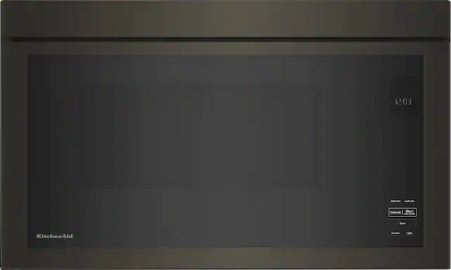 Front. KitchenAid - 1.1 Cu. Ft. Over-the-Range Microwave with Flush Built-in Design - Black Stainless Steel.