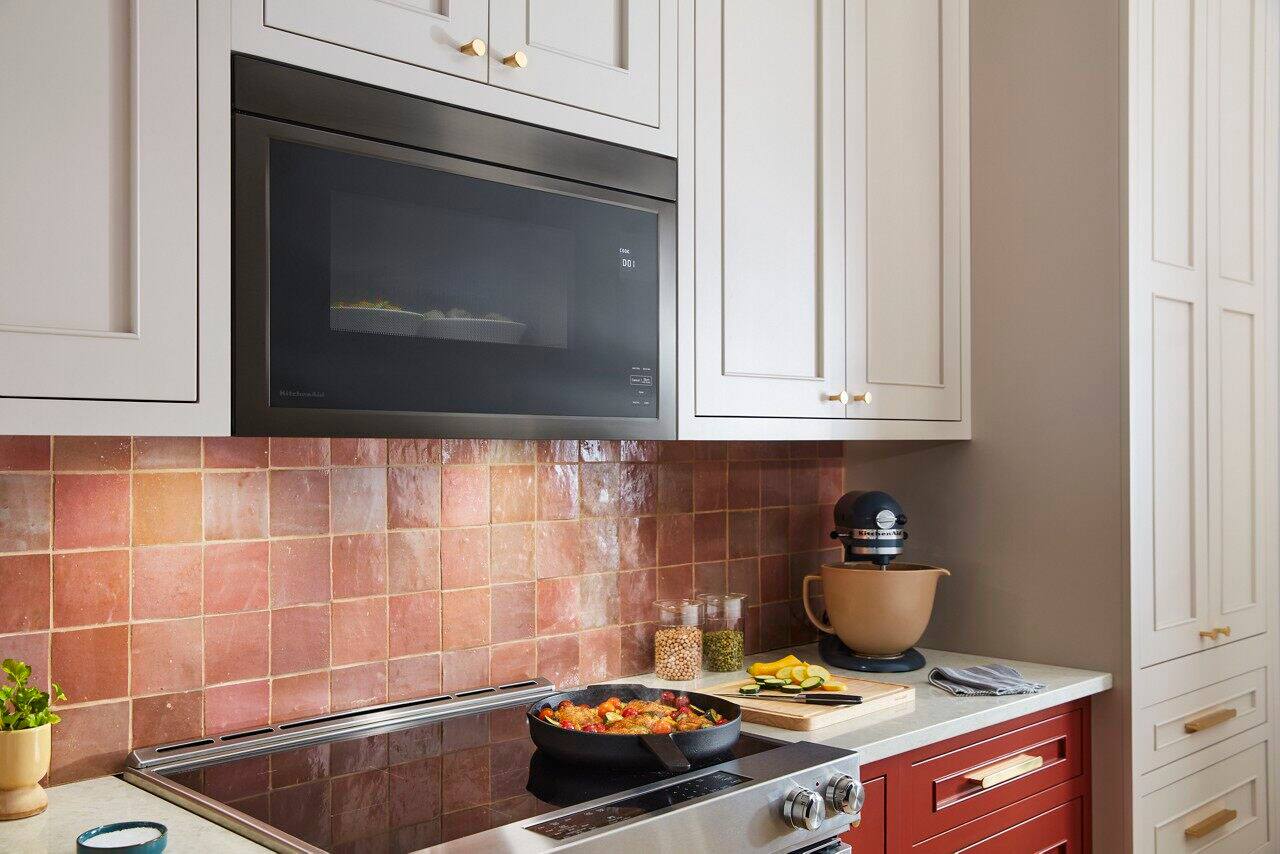 Alt View 12. KitchenAid - 1.1 Cu. Ft. Over-the-Range Microwave with Flush Built-in Design - Black Stainless Steel.