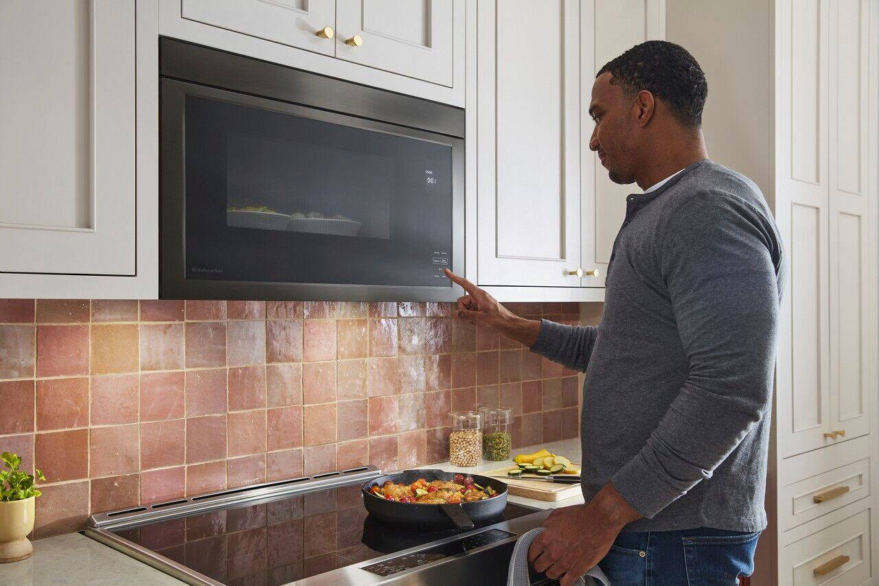 Alt View 15. KitchenAid - 1.1 Cu. Ft. Over-the-Range Microwave with Flush Built-in Design - Black Stainless Steel.